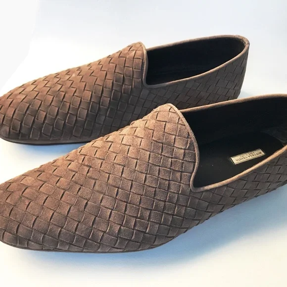 BOTTEGA VENETA ITALIAN BEIGE GENUIN LEATHER CASUAL LOAFERS MEN'S SHOE SIZE 42